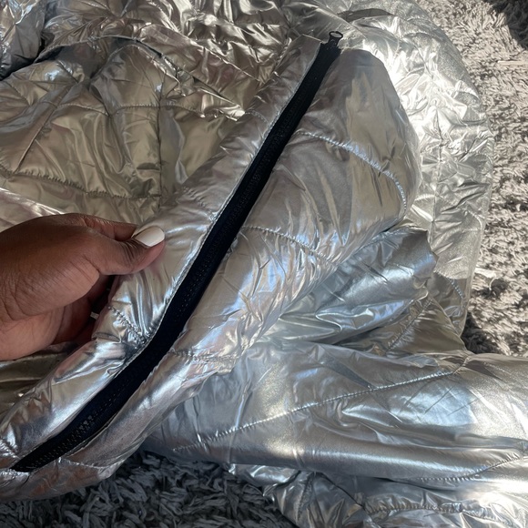 - -❄️ Women  SILVER Winter Onesies Ski Suit Fur Collar Ski Jumpsuit Snowsuit NEW - Picture 12 of 17